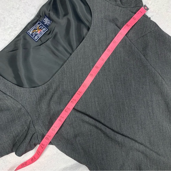 American Living EUC Gray Square Neck Puffed Sleeve Shift Dress size 6 - Picture 11 of 12